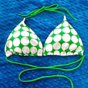 Polka Dot Bikini Top | L | White Green